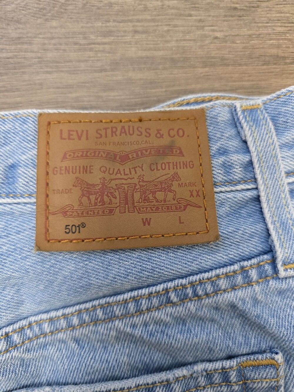 Levi's Light Blue Distressed High-Waist Jean Shorts - Picture 13 of 13